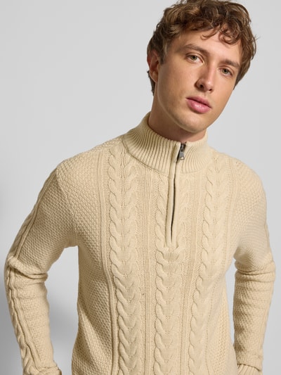 Blend Strickpullover mit Reißverschluss Modell 'BASIM' Offwhite 3