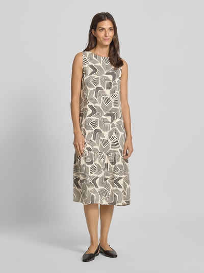 OPUS Sukienka midi z wiskozy model ‘Wicy move’ Piaskowy 4