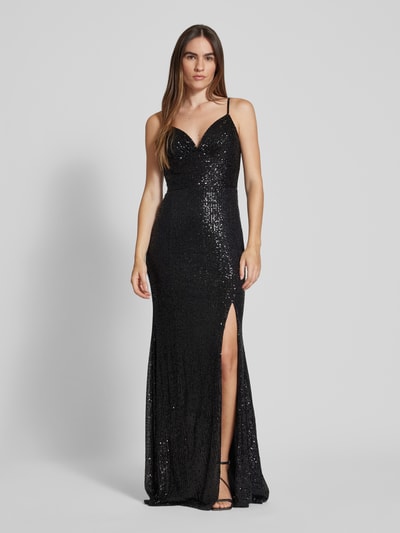 Luxuar Abendkleid mit Paillettenbesatz Black 4