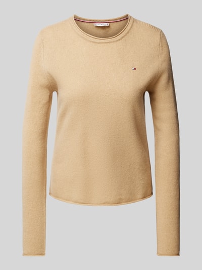 Tommy Hilfiger Sweter z dzianiny z wyhaftowanym logo Camel 2