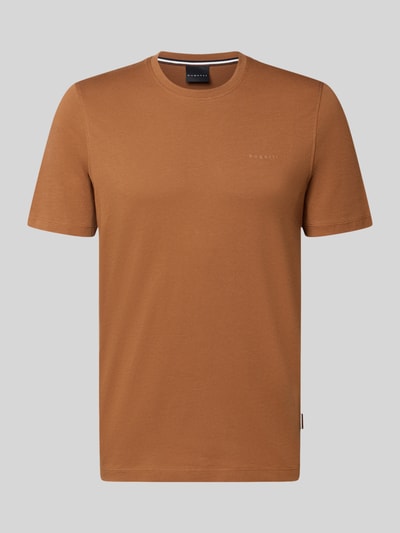 Produktfoto, Regular Fit T-Shirt aus reiner Baumwolle von bugatti in Braun, Rundhalsausschnitt, glatte Textur, Herren T-Shirt
