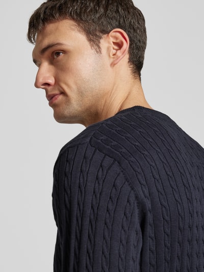 Lindbergh Strickpullover mit gerippten Abschlüssen Dunkelblau 3