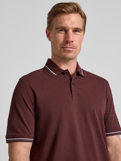 bugatti Poloshirt mit kurzer Knopfleiste Bordeaux 3