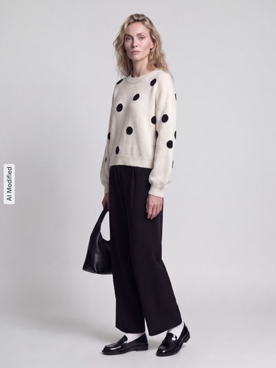 ONLY Regular Fit Pullover mit Rundhalsausschnitt Modell 'RICA' Ecru 1