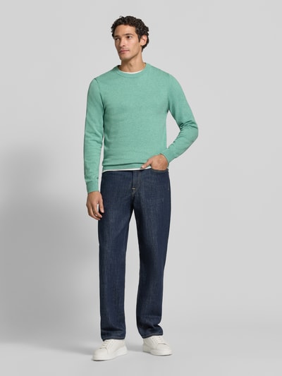 MCNEAL Strickpullover aus Baumwoll-Kaschmir-Mix mit Rundhalsausschnitt Hellgruen Melange 1