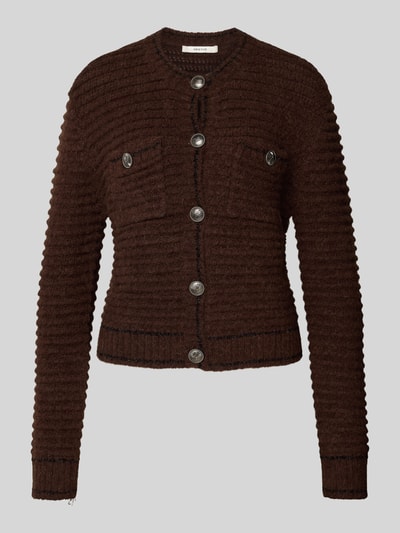 Gestuz Gebreid jack met knoopsluiting, model 'cleana' Donkerbruin - 2