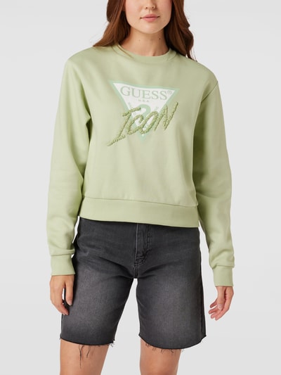 Guess Sweatshirt mit Logo-Print Modell 'CN ICON' Schilf 4