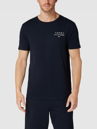 Tommy Hilfiger T-shirt met logostitching Donkerblauw - 4