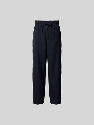 Produktfoto, Regular Fit Leinenhose mit Cargotasche von Kenzo, reine Leinen, elastischer Bund mit Tunnelzug, dunkelblau, glatte Textur.
