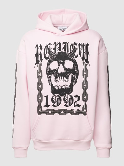 REVIEW Oversized Hoodie mit GRUNGE Print Rosa 2