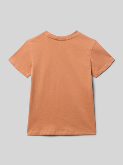 Produktfoto, Kinder T-Shirt mit Motiv-Print von Blue Seven in Orange, Reine Baumwolle, Regular-Fit, Rundhalsausschnitt, Rückenlänge bei Größe 116: 39 cm