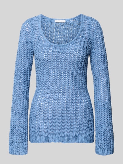 Produktfoto, Regular Fit Pullover in Häkel-Optik Modell 'Fenja' von Topshop, bawełniana mieszanka, półprzezroczysty, kolor niebieski