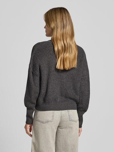 Vero Moda Loose fit gebreid jack met sierknopen, model 'LEA' Antraciet - 5