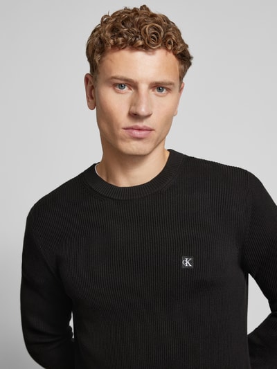 Calvin Klein Jeans Sweter z dzianiny z naszywką z logo Czarny 3