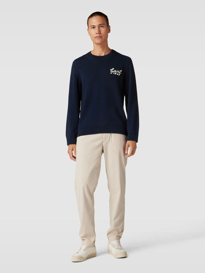 GANT Strickpullover mit Label-Print Modell 'LETTERMAN' Marine 1