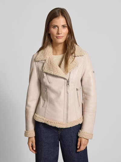 Cabrini Bikerjack van lamsleer met ritszakken Offwhite - 4