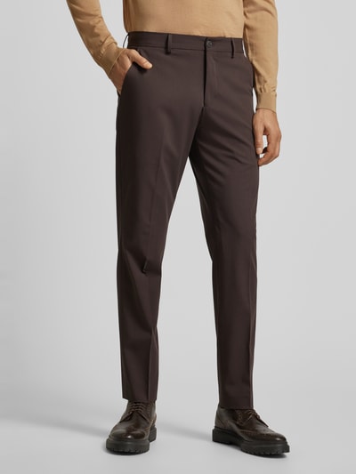 SELECTED HOMME Slim fit pantalon met persplooien, model 'LIAM' Donkerbruin - 4