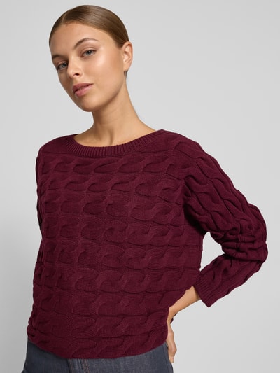 Oui Regular fit pullover in gebreide look Bordeaux - 3
