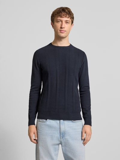 Blend Slim Fit Pullover in Strick-Optik Modell 'Baron' Marine 4