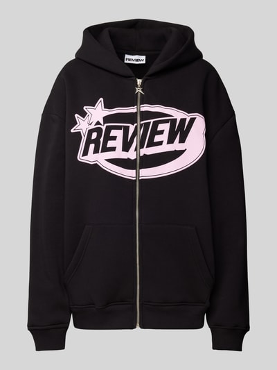 Review Sweatjacke mit Label-Print Black 2