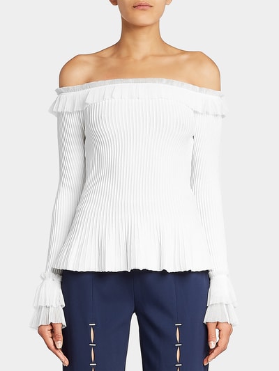 Jonathan Simkhai Off-Shoulder-Bluse Weiss 7