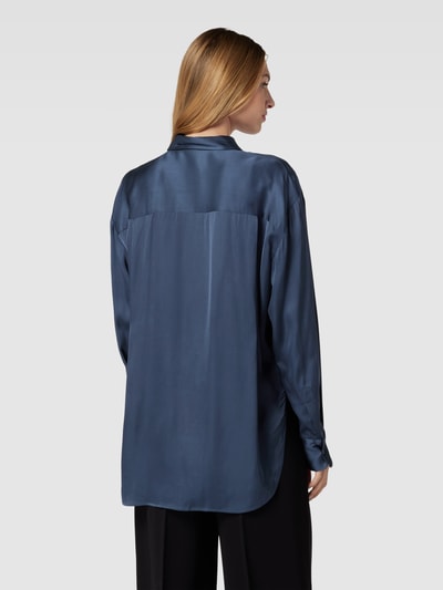 Second Female Overhemdblouse van pure viscose in glanzende look, model 'Galla' Marineblauw - 5