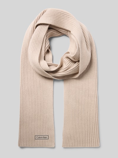 CK Calvin Klein Schal mit Kaschmir-Anteil und Label-Patch Beige Melange 1