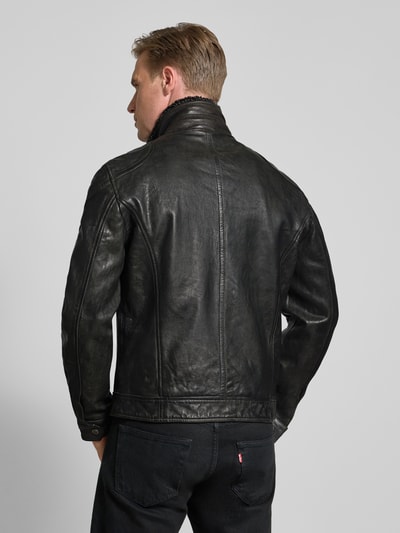 Gipsy Leren jack met opstaande kraag, model 'GARRECK' Zwart - 5