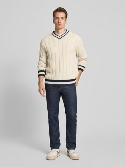SELECTED HOMME Relaxed fit gebreide pullover met wol, model 'ROY' Offwhite - 1