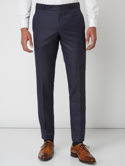 Wilvorst Slim fit pantalon met geweven motief Marineblauw - 4