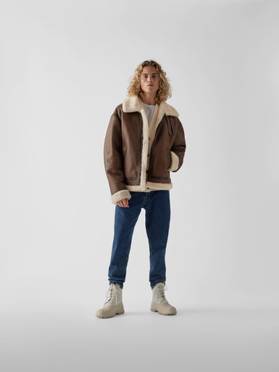 VETEMENTS Lederjacke aus reinem Lammshearling Mittelbraun 1