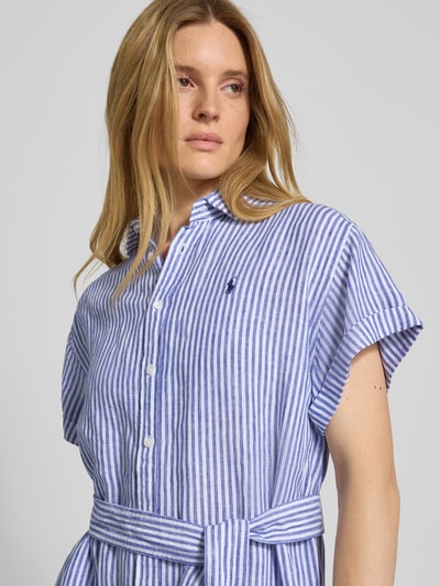 Polo Ralph Lauren Overhemdjurk van linnen met strikceintuur Koningsblauw - 3