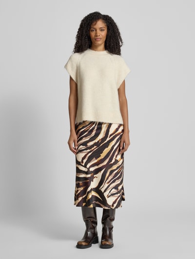 YAS Midirock mit elastischem Bund Modell 'PELLA' Beige 1