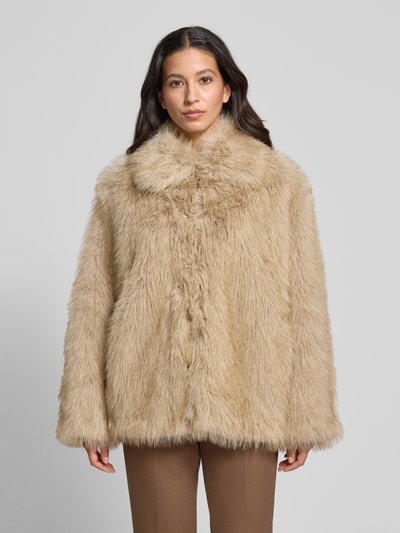 Liu Jo White Regular Fit Jacke aus Kunstfell Hellgrau 4