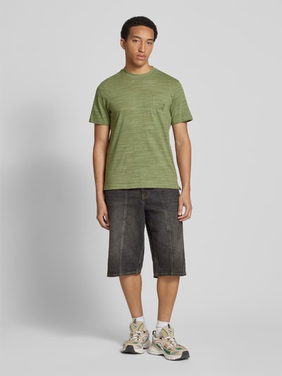 Blend T-Shirt mit Motiv-Stitching Modell 'UEFFI' Oliv 1