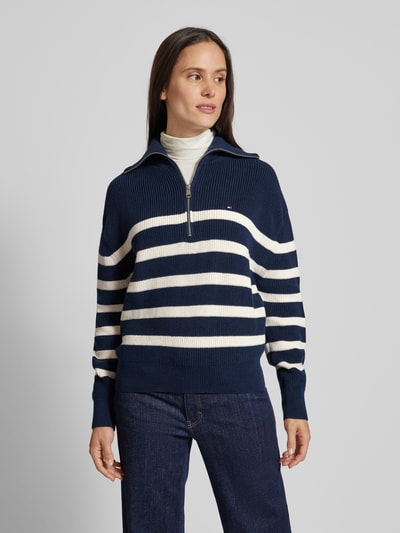 Tommy Hilfiger Gebreide pullover met schipperskraag, model 'CARDI STITCH' Donkerblauw - 4