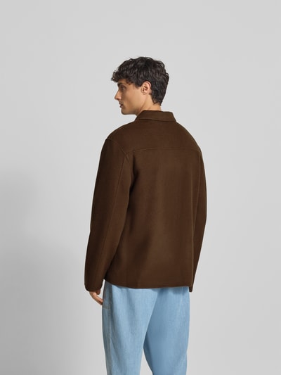 Officine Générale Regular Fit Hemdjacke aus reiner Wolle Mittelbraun 5