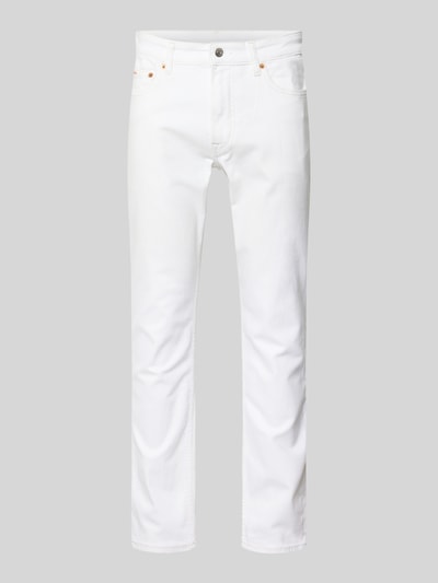 Produktfoto, Slim Fit Jeans mit Eingrifftaschen von Calvin Klein Jeans, biała, materiał z bawełną, krój slim fit, szerokość w rozmiarze 32/32: 43 cm, długość nogawki wewnętrznej: 78 cm