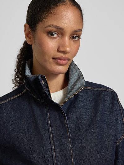 JAKE*S STUDIO WOMAN Oversized jeansjack met opstaande kraag Donkerblauw gemêleerd - 3