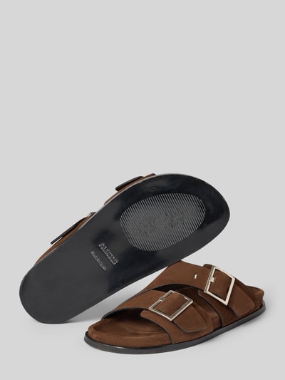Produktfoto, Slipper aus echtem Leder Modell 'Alba' von ALOHAS, brązowy kolor, ozdobna sprzączka, gładka podeszwa, wysokość obcasa 3 cm, krój zaokrąglony