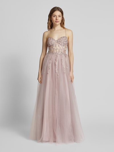 Unique Abendkleid mit Spitzenbesatz Rose 4