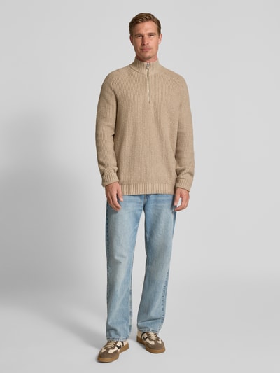 JAKE*S STUDIO MEN Gebreide pullover met opstaande kraag Beige - 1