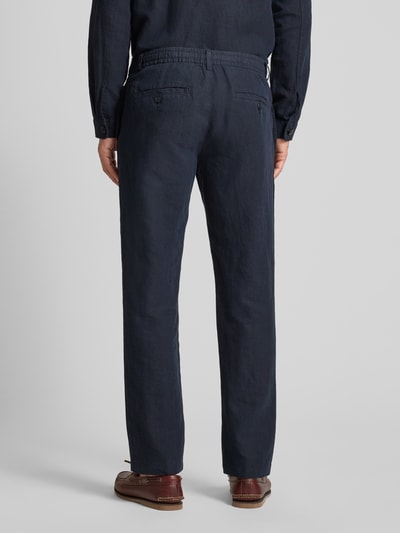 SELECTED HOMME Regular fit linnen broek met persplooien, model 'LEROY' Donkerblauw - 5