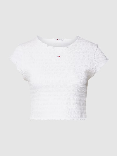 Tommy Jeans Cropped T-Shirt mit Muschelsaum Weiss 2