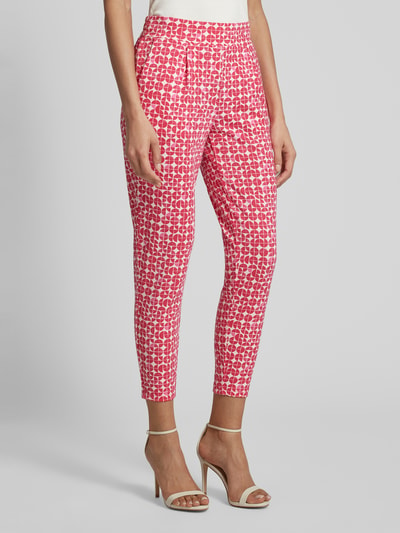 ICHI Tapered fit stoffen broek met all-over print, model 'Kate' Fuchsia - 4