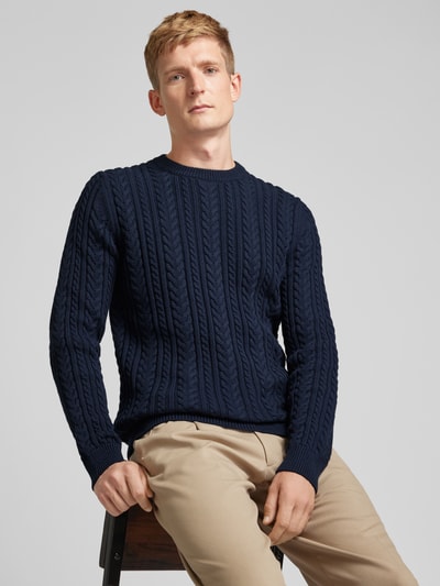 MCNEAL Gebreide pullover met kabelpatroon Donkerblauw - 3