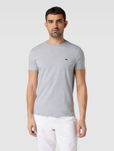 Lacoste T-Shirt in unifarbenem Design Modell 'Supima' Hellgrau 4