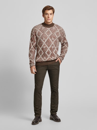 Scotch & Soda Sweter z dzianiny ze stójką model ‘Jacquard’ Średniobrązowy melanż 1