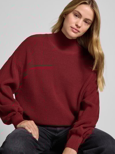 MSCH Copenhagen Sweter z dzianiny z mieszanki wiskozy model ‘Magnea’ Ciemnoczerwony 3