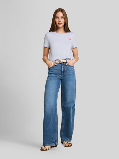 Tom Tailor Denim Regular Fit T-Shirt aus reiner Baumwolle mit Motiv-Print Hellblau 1